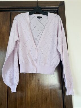 RW&CO. Pale Lilac Diamond-Knit Button Cardigan